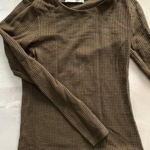 Olive Green Mesh Top-Wilfred Free